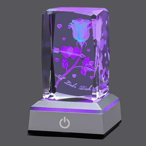 YANFEYHA 3D CupidRose Kristall Mehrfarben-Nachtlicht Ich liebe dich Decolamp,Weihnachtsgeschenke für Frau sie Freundin Mama, einzigartige Valentinstag Jahrestag Geburtstagsgeschenkideen von YANFEYHA