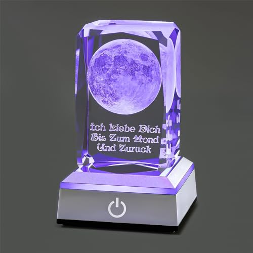 YANFEYHA 3D Mond Kristall Multicolor Nachtlicht,Ich liebe dich Deko Lampe,Perfekte Valentinstag Geschenkideen für Sie Mein Freundin Ehefrau Mama,Weihnachtstag Jubiläum Geburtstagsgeschenke von YANFEYHA