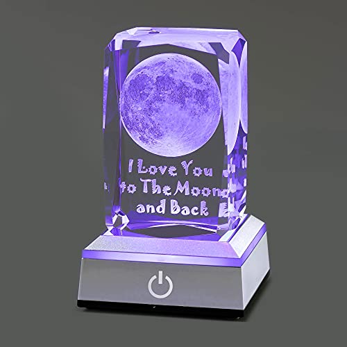 YANFEYHA 3D Mond Kristall Multicolor Nachtlicht,Ich liebe dich Deko Lampe,Perfekte Valentinstag Geschenkideen für Mein Freundin Ehefrau Mama,Weihnachtstag Jubiläum Geburtstagsgeschenke für sie von YANFEYHA