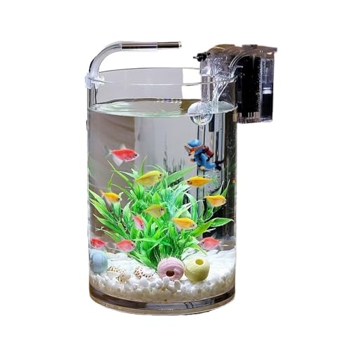 Aquarien Glas Fisch Aquarium Wohnzimmer Büro Desktop Kleine Zylindrische Transparent Goldfisch Fisch Aquarium Wohndeko(25x20cm) von YANG11FAN