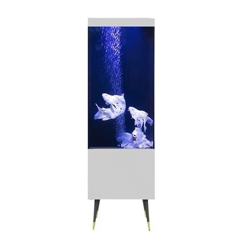 Aquarien Kreative Wohnzimmer Büro Fisch Tank Wohnzimmer Hause Boden Stehen Zurück Filter Fisch Tank Wohndeko(Weiß) von YANG11FAN