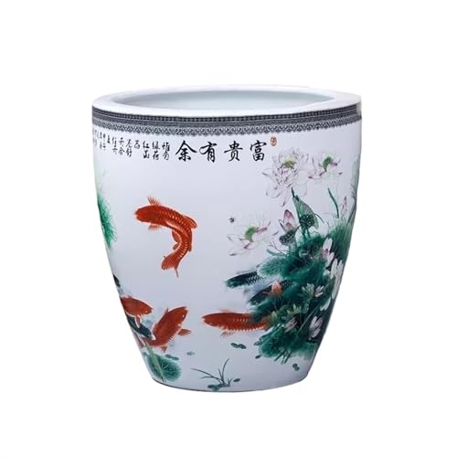 Aquarien Vintage Keramik Aquarium Hydrokultur Lotus Seerose Blumentopf Wassertank Terrasse Wohnzimmer Dekoration Wohndeko(Klein) von YANG11FAN