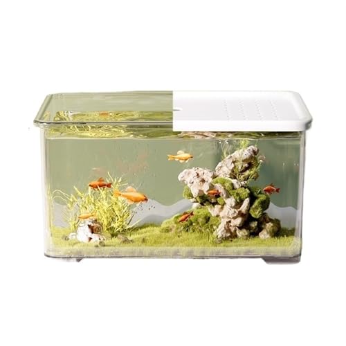 Aquarium aus transparentem Acryl mit Schiebedeckel, kleines Wohnzimmer, Tischaquarium, Dekoration für Büro, Aquarium für Schildkröten, Heimdekoration (weiß) von YANG11FAN