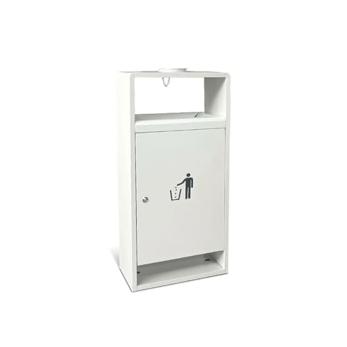 Mülleimer für den Außenbereich, 40 Liter, quadratischer Metall-Mülleimer mit seitlichem Fall, mit zwei seitlichen Öffnungen, moderner Mülleimer für den Haushalt, Weiß, Eimer Mülleimer für den Außenbereich, 40 Liter, quadratischer Metall-Mülleimer mit seitlichem Fall, mit zwei seitlichen Öffnungen, moderner Mülleimer für den Haushalt, Weiß, Eimer von YANG11FAN