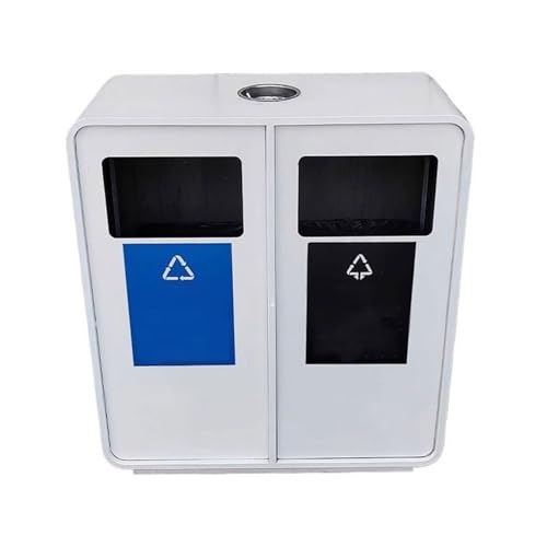 YANG11FAN Abfall & Recycling Doppelbox for den Außenbereich mit Aschenbecher Mülltonne aus verzinktem Stahl Gewerbemülltonne Terrasse von YANG11FAN