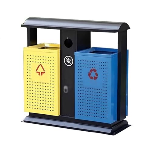 YANG11FAN Abfall & Recycling Durchbrochener Doppel-Mülleimer for den Außenbereich, Industrie-Stil, verzinkter Stahl, Mülleimer Terrasse YANG11FAN Abfall & Recycling Durchbrochener Doppel-Mülleimer for den Außenbereich, Industrie-Stil, verzinkter Stahl, Mülleimer Terrasse von YANG11FAN