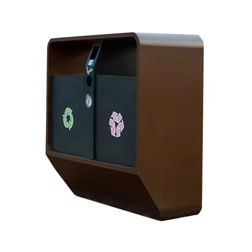 YANG11FAN Abfall & Recycling Gewerbegebiet Mülleimer aus verzinktem Stahl for den Außenbereich, doppelte Mülltonne Terrasse von YANG11FAN