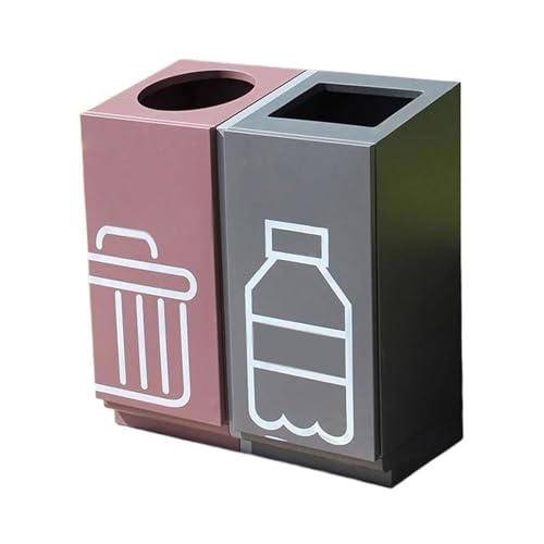 YANG11FAN Abfall & Recycling Metallmülleimer for den Außenbereich, for den gewerblichen öffentlichen Bereich, Doppelbox-Mülleimer Terrasse von YANG11FAN