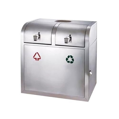 YANG11FAN Abfall- und Recycling-Mülleimer aus Edelstahl mit zwei Fächern für den Außenbereich mit Aschenbecher YANG11FAN Abfall- und Recycling-Mülleimer aus Edelstahl mit zwei Fächern für den Außenbereich mit Aschenbecher von YANG11FAN