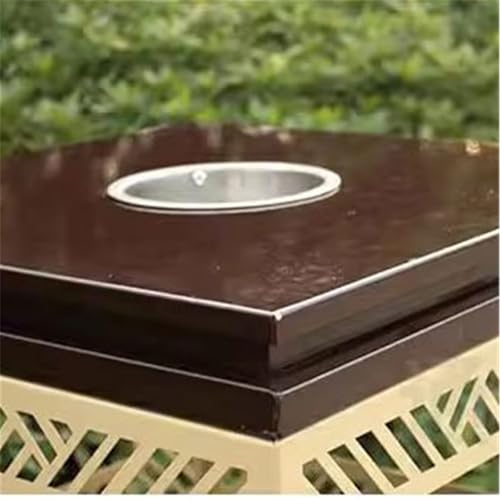 YANG11FAN Abfall- und Recycling-Mülleimer aus Metall mit durchbrochenem Design für den Außenbereich, mit Aschenbecher YANG11FAN Abfall- und Recycling-Mülleimer aus Metall mit durchbrochenem Design für den Außenbereich, mit Aschenbecher von YANG11FAN