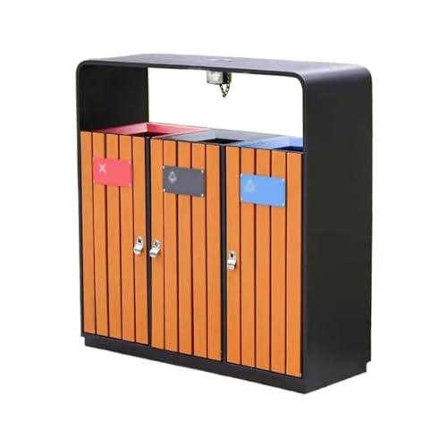 YANG11FAN Abfall & Recycling Retro-Mülleimer for den Außenbereich, öffentlicher Bereich, drei klassifizierte Metall-Mülleimer mit Aschenbecher Terrasse von YANG11FAN