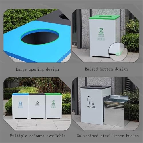YANG11FAN Outdoor Mülleimer Mülleimer mit großer Kapazität for den Außenbereich, abschließbarer Metallmülleimer, 145 l Recycling Behälter(Blue) von YANG11FAN