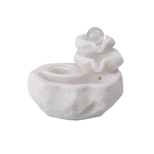 YANG11FAN Tischbrunnen Wigwam Fließendes Wasser Befeuchtung Bonsai Desktop Brunnen Home Office Schreibtisch Weiterleitung Ball Fortune Wasserspiel Zimmerbrunnen(Weiß) von YANG11FAN
