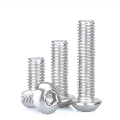 YANGC 10/50 Stück M2 M2.5 M3 M4 M5 M6 304 A2-70 Edelstahl Schwarz Klasse 10.9 ISO7380 Sechskant-Innensechskantschraube(304 Stainless Steel,3MM_M3 X20PCS) von YANGC