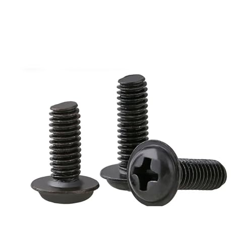 YANGC 10-100 Stück M1.4 M2 M2.5 M3 M3.5 M4 M5 Schwarzer Kohlenstoffstahl Kreuzrundkopf mit Unterlegscheibe Kragenschraube Bolzen(M4x14mm (20pcs)) von YANGC