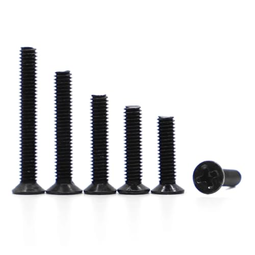 YANGC 10–50 Stück M1 M1.2 M1.4 M1.6 M2 M2.5 M3 M4 M5 Schwarze Mini-Mikrocomputer-Schrauben mit kleinem Kreuzschlitz und flachem Kopf(6mm,M4 20pcs) von YANGC