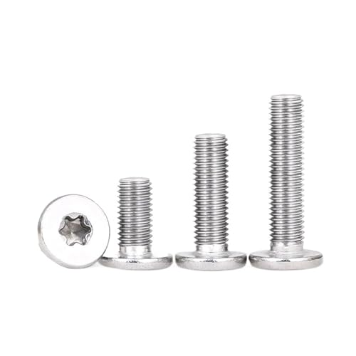 YANGC 100 teile/los 304 Edelstahl Sechslappen Ultradünne Super Low Flat Waferkopfschraubenbolzen M1.6 M2 M2.5 M3 M4 M5 M6 M8(40mm x100pcs,M6) von YANGC