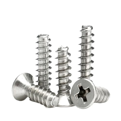 YANGC 100 teile/los Kreuzschlitz Senkkopf selbstschneidende Schrauben Vernickelt Kohlenstoffstahl M1 M2 M2.6 M3 M4 Flache Schraube(6mm x100pcs,M1.5) von YANGC