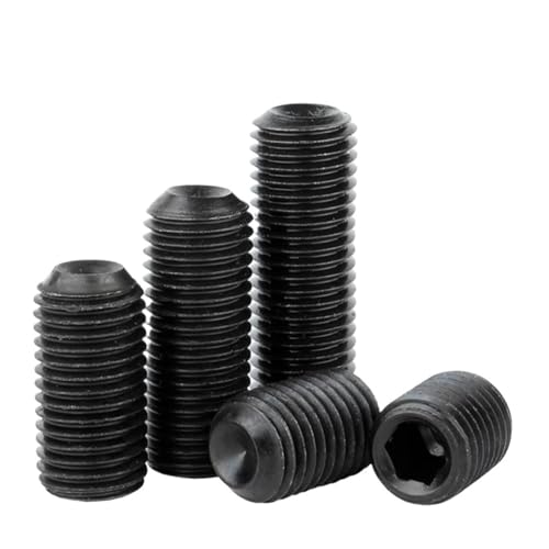 YANGC 2~20 Stück M6 M8 M10 M12 DIN916 Feingewinde-Stellschraube Schwarz 12.9 Stahl Sechskant Innensechskant Madenschrauben Steigung 0,75/1/1,5 mm(M10x1.0x10mm-5pcs) von YANGC