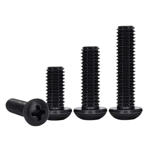 YANGC 20–200 Stück M1 M1.2 M1.4 M1.6 M2 M2.5 M3 M4 DIN7985 Kreuzschlitz-Flachkopfschrauben aus schwarzem Stahl(X5mm(L),M1.6 100pcs) von YANGC