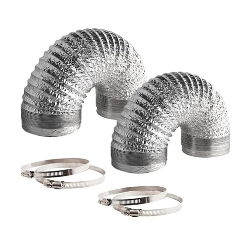 YANGC 4'' 5'' 6'' 8'' 10'' 12'' Zoll 8 Fuß nicht isolierte Flex Air Aluminiumfolien-Kanalisierung Trockner-Entlüftungsschlauchbelüftung mit 2 Klemmen(5 IINCH) von YANGC