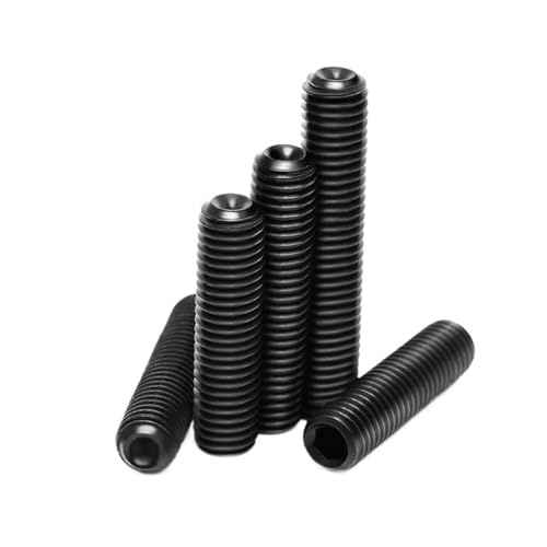 YANGC Feingewinde-Madenschraube M3 M4 M5 M6 M8 Schwarz Klasse 12.9 Innensechskant-Zahn-Stellschrauben Steigung 0,35 mm/0,5 mm/1 mm(M6x0.5x12mm-30Pcs) von YANGC