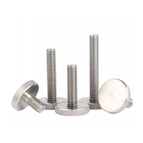 YANGC GB835 304 Edelstahl M3 M4 M5 M6 M8 M10 Flachkopf-Rändelschrauben, handfest, großer Kopf, Rändelschrauben(M6x12mm 2pcs) von YANGC