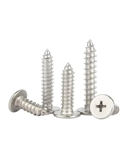YANGC M1.2 M1.4 M1.7 M2 M2.3 M2.6 M3 M3.5 M4 Kohlenstoffstahl-Kreuzschlitz Super-Ultradünne flache Waferkopf-selbstschneidende Holzschraube(Nickel-Plated,8MM_M2(100PCS)) von YANGC