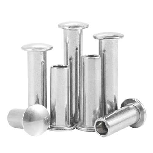 YANGC M1.5 M1.7 M2 M2.5 M3 M3.5 304 Edelstahl Rund Flachkopf Halbhohlschaft Nietschraube L=3-40mm GB873(22mm,M2.5(50Pcs)) von YANGC