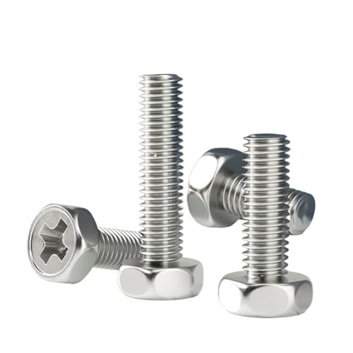 YANGC M1.6 M2 M2.5 M3 M4 M5 M6 M8 304 Edelstahl Kreuznut Aussparung Außensechskant Sechskantschrauben Sechskantschraube(M6(5Pcs),25mm) von YANGC