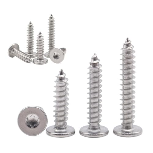 YANGC M2 M2.3 M2.6 M3 M3.5 M4 M5 304 A2 Edelstahl Sechslappen Super Ultradünne Flachkopf-Sicherheits-Selbstschneidende Holzschraube(M2.6x8mm(100pcs)) von YANGC