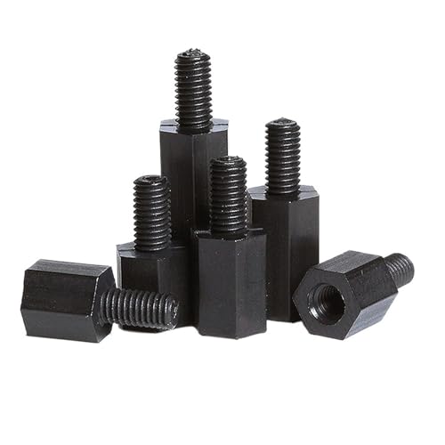 YANGC M2 M2.5 M3 M4 M5 M6 Schwarzer isolierter sechseckiger Nylon-Abstandshalterpfosten, flacher Kopf, Einzelkopf, Pass-Abstandshalter, Nylon-Kunststoffbolzen(M3x8 6mm-100pcs) von YANGC