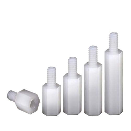 YANGC M2 M2.5 M3 M4 M5 Weiß Nylon Sechskant Männlich Weiblich Abstandshalter Gewinde Säule Montieren PCB Motherboard Isolierte Kunststoff Abstandshalter Schraube Mutter(10mm (50Pcs),M2 (Thread 5mm)) von YANGC