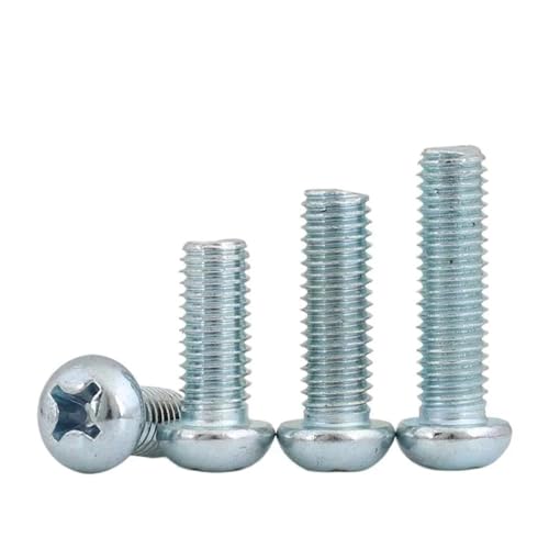 YANGC M3 M4 M5 M6 M8 Flachkopfschrauben Bolzen Kohlenstoffstahl 4.8 Güteklasse Verzinkt Rundkopf Kreuzschlitzschrauben(M3x14mm 200pcs) von YANGC