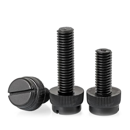 YANGC M3 M4 M5M6M8 Acryl Klar Transparent Schlitz Rändelschraube Nylon Kunststoff Isolierung Weiß Schwarz Kunststoff Hand Festziehen Daumen Bolzen(Black,M4x10-50pcs) von YANGC