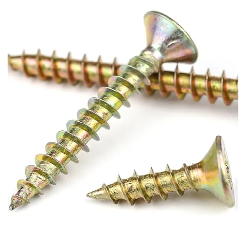 YANGC M3.5 M4 m5 Zink Kreuzschlitz Senkkopf Faserplatten Spanplattenschrauben Beschichtete Flachkopf Selbstschneidende Holzschraube Wandplattennägel(50pcs,50MM_M4) von YANGC