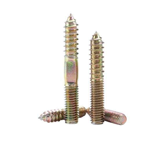YANGC Stockschraube M6 M8 M10 Doppelkopfschraube Holz-Metall-Verbindungsverschluss Möbelbefestigung Selbstschneidende Schrauben Länge 30-100 mm(Colored Zinc 10pcs,M8x90mm) von YANGC