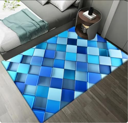 YANGECHEN Bunte Geometrie Block Teppiche Bereich Teppich Für Wohnzimmer Schlafzimmer Teppiche Anti-Rutsch Fußmatte Küche Abstrakte Badematte 80X120Cm von YANGECHEN