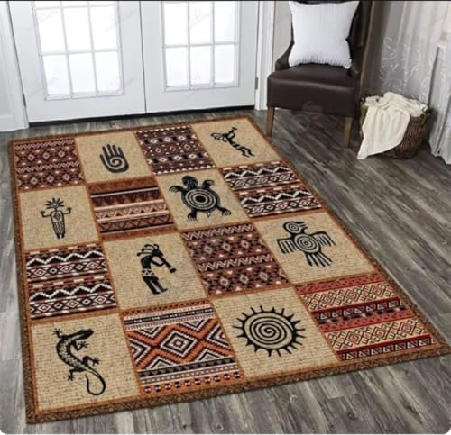 YANGECHEN Native Area Teppich Allover Bedruckte rutschfeste Matte Esszimmer Wohnzimmer Weicher Schlafzimmerteppich 100X160Cm von YANGECHEN