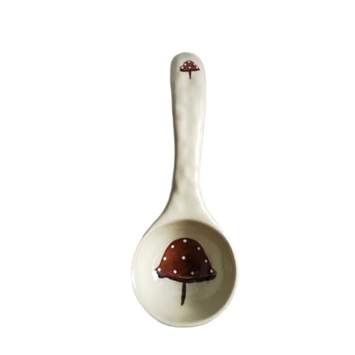Löffel, Chinesische handbemalte Jingdezhen-Keramik, große Suppenkelle, langer Griff, runder Kopf, große japanische Unterglasur-Suppenkelle, hübsche Suppenkelle aus Porzellan, 1 Stück, für Home Kitche von YANGKUI518