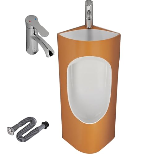 Eck-Wand Urinal, Keramik Pissoir für Herren mit Waschbecken, Geeignet für Öffentliche Toiletten, Waschräume, Hotels und Andere Bereiche(Yellow) von YANGLLYJ