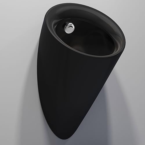 Keramik Urinal für Männer, Wand Urinale für Männer, Auslaufsicher, mit Automatischer Sensorik Druckspüler Urinal, Kraftvolle Spülung(Black) von YANGLLYJ