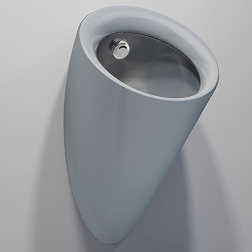 Keramik Urinal für Männer, Wand Urinale für Männer, Auslaufsicher, mit Automatischer Sensorik Druckspüler Urinal, Kraftvolle Spülung(Gray) von YANGLLYJ
