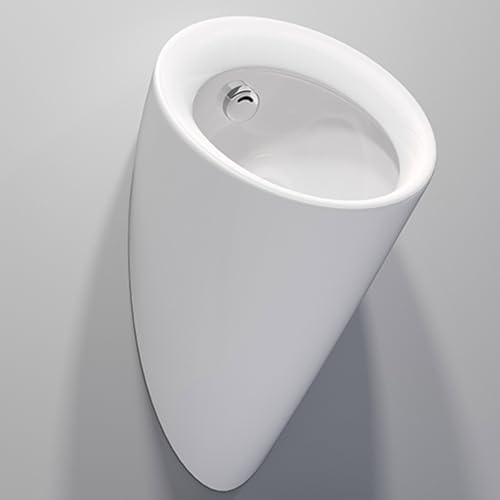 Keramik Urinal für Männer, Wand Urinale für Männer, Auslaufsicher, mit Automatischer Sensorik Druckspüler Urinal, Kraftvolle Spülung(White) von YANGLLYJ