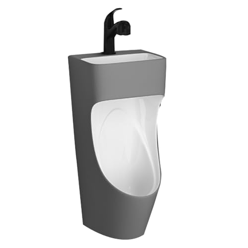 Keramik Wand Urinale für Männer, Urinente für Männer mit Wasserhahn und Spüle für den Einsatz in Toiletten, Badezimmern, Bars(Gray) von YANGLLYJ
