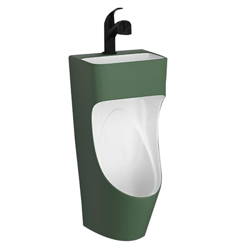 Keramik Wand Urinale für Männer, Urinente für Männer mit Wasserhahn und Spüle für den Einsatz in Toiletten, Badezimmern, Bars(Green) von YANGLLYJ