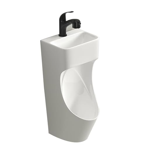 Keramik Wand Urinale für Männer, Urinente für Männer mit Wasserhahn und Spüle für den Einsatz in Toiletten, Badezimmern, Bars(White) von YANGLLYJ
