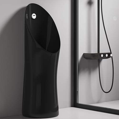 Urinal Keramik, Pissoir Bodenstehend, mit Automatischer Spülung für Zuhause, Schule, Einkaufszentrum(Black) von YANGLLYJ