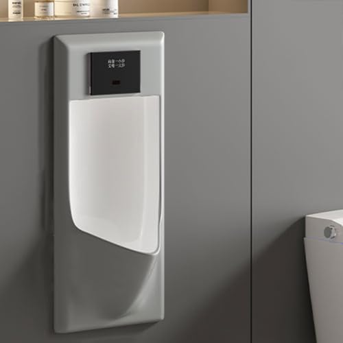 Urinal Keramik, Urinale für Männer Auslaufsicher, Spült Pissoir mit Automatischer Sensor für Badezimmer, Hotels, Einkaufszentren(Gray) von YANGLLYJ