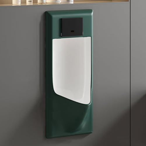 Urinal Keramik, Urinale für Männer Auslaufsicher, Spült Pissoir mit Automatischer Sensor für Badezimmer, Hotels, Einkaufszentren(Green) von YANGLLYJ